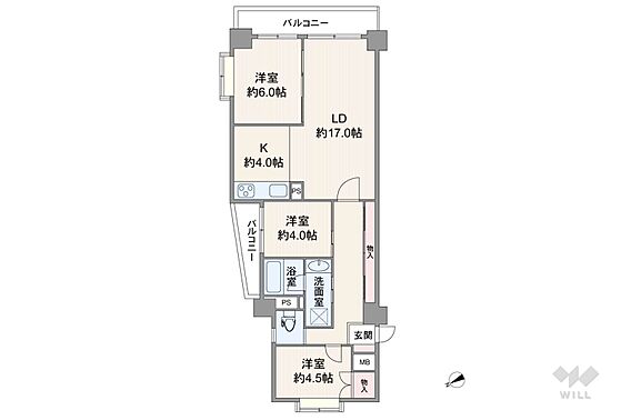間取りは専有面...