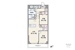 エンゼルハイム大森本町第2 2LDKの間取図画像