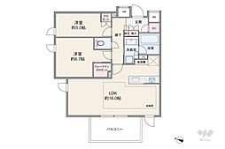 ピアース都立大学 2LDKの間取図画像