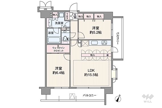 間取りは専有面...