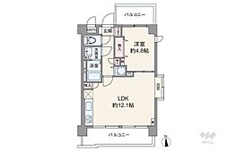 中銀桜新町マンシオン 1LDKの間取図画像