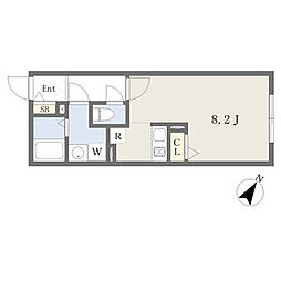 名古屋市営東山線 上社駅 徒歩8分の賃貸マンション 2階1Kの間取り