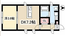 名古屋市営東山線 本陣駅 徒歩3分の賃貸アパート 4階1LDKの間取り