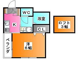 メゾン・パシフィック 1Kの間取図画像