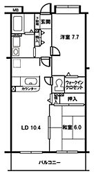 ヴァンテアン 2LDKの間取図画像