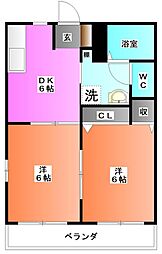 セピアコート 2DKの間取図画像