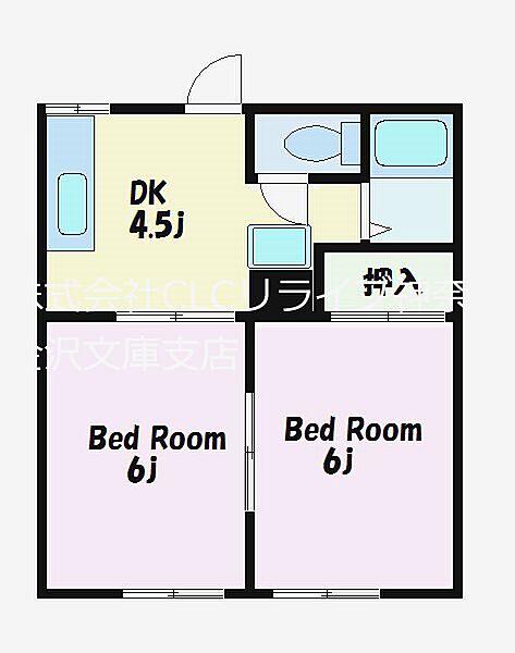 神奈川県横浜市金沢区片吹(賃貸アパート2DK・1階・34.70㎡)の写真 その2