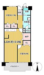 大阪マリンハイツ1号館 2SLDKの間取図画像