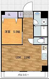 山洋コーポ 1LDKの間取り