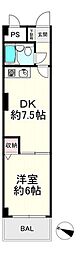 ホーユウパレス寝屋川 1DKの間取図画像