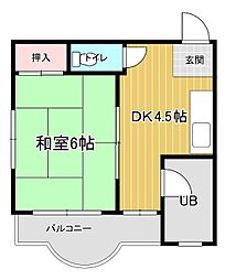 オーキッドビル 2階1DKの間取り