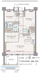 ル・シェモア安東 3LDKの間取図画像