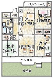 住道駅前住宅21号棟 3LDKの間取図画像