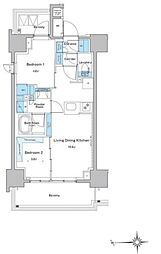 東京メトロ東西線 門前仲町駅 徒歩9分の賃貸マンション 7階2LDKの間取り