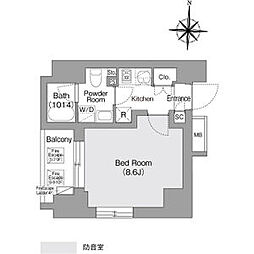 都営新宿線 森下駅 徒歩5分の賃貸マンション 10階1Kの間取り