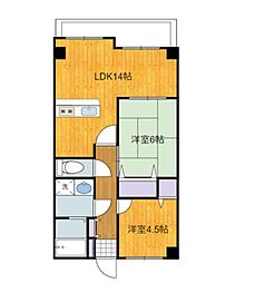 都営新宿線 一之江駅 徒歩13分の賃貸マンション 3階2LDKの間取り