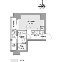 都営新宿線 森下駅 徒歩5分の賃貸マンション 9階1Kの間取り