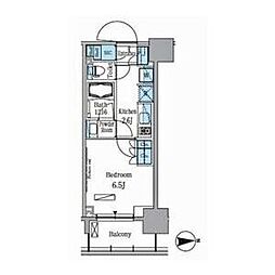 東京メトロ東西線 木場駅 徒歩2分の賃貸マンション 5階1Kの間取り