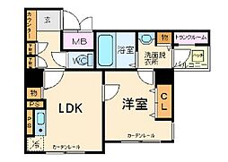 東京メトロ東西線 茅場町駅 徒歩4分の賃貸マンション 5階1LDKの間取り