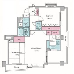東京メトロ東西線 葛西駅 徒歩18分の賃貸マンション 2階2LDKの間取り