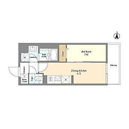 都営新宿線 菊川駅 徒歩3分の賃貸マンション 10階1DKの間取り