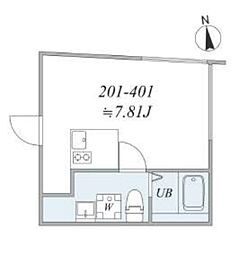 東京メトロ東西線 木場駅 徒歩5分の賃貸マンション 4階1DKの間取り