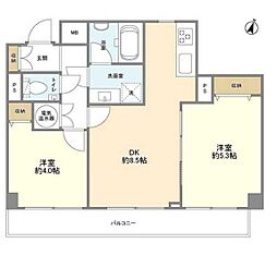 東京メトロ半蔵門線 水天宮前駅 徒歩2分の賃貸マンション 9階2DKの間取り