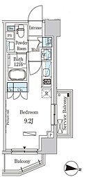 東京メトロ東西線 木場駅 徒歩11分の賃貸マンション 8階ワンルームの間取り