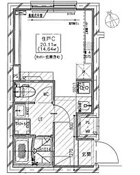 JR総武線 亀戸駅 徒歩10分の賃貸マンション 4階1Kの間取り