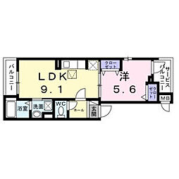 都営新宿線 篠崎駅 徒歩16分の賃貸アパート 1階1LDKの間取り
