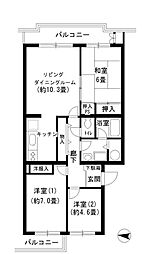 JR京葉線 葛西臨海公園駅 徒歩16分の賃貸マンション 2階3LDKの間取り