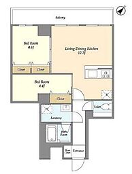 グランカーサ西葛西 2LDKの間取図画像