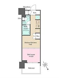 都営大江戸線 門前仲町駅 徒歩9分の賃貸マンション 9階1DKの間取り