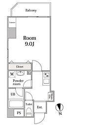 東京メトロ東西線 西葛西駅 徒歩8分の賃貸マンション 4階1Kの間取り