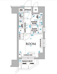 JR総武線 亀戸駅 徒歩10分の賃貸マンション 2階1Kの間取り