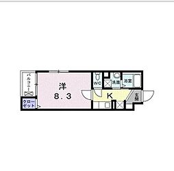 都営新宿線 菊川駅 徒歩8分の賃貸マンション 2階1Kの間取り