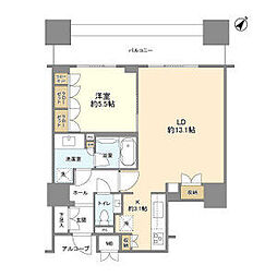 新交通ゆりかもめ 有明テニスの森駅 徒歩5分の賃貸マンション 3階1LDKの間取り