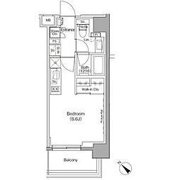 都営大江戸線 月島駅 徒歩1分の賃貸マンション 3階ワンルームの間取り