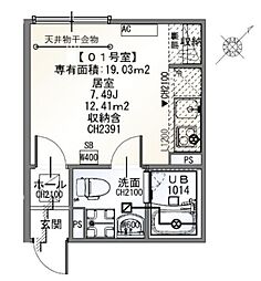 NanoCare MINAMI-GYOTOKU ワンルームの間取図画像