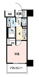 デュオフラッツ葛西 1Kの間取図画像