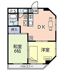 ツイン・コートW 2DKの間取図画像