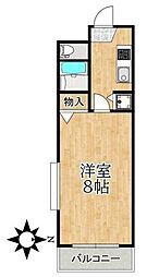 サンエクセル英 1Kの間取図画像