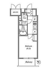 東京メトロ東西線 南行徳駅 徒歩3分の賃貸マンション 6階1Kの間取り