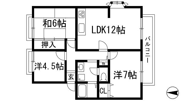 サンヴィレッジ宝塚 ｜兵庫県宝塚市安倉中5丁目(賃貸アパート3LDK・2階・67.41㎡)の写真 その2