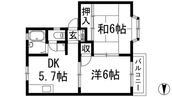 兵庫県西宮市門戸岡田町(賃貸アパート2DK・2階・37.44㎡)の写真 その2