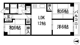 宝塚ビューハイツ  ｜ 兵庫県宝塚市売布4丁目（賃貸マンション3LDK・2階・58.48㎡） その2