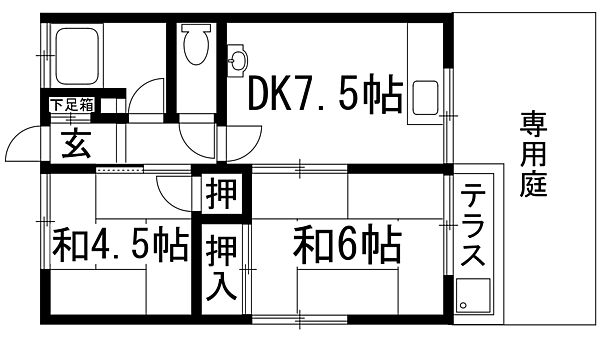 多田ハイツ ｜兵庫県宝塚市光明町(賃貸アパート2DK・1階・45.00㎡)の写真 その2