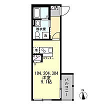 ベイルーム本厚木旭 304 ｜ 神奈川県厚木市旭町3丁目6-6-1（賃貸アパート1R・3階・23.32㎡） その2