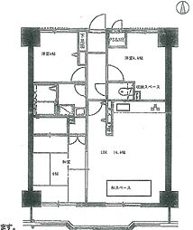 セザール厚木 5階 3LDKの間取り