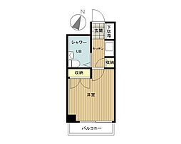 フレクション海老名国分 4階 1Kの間取り
